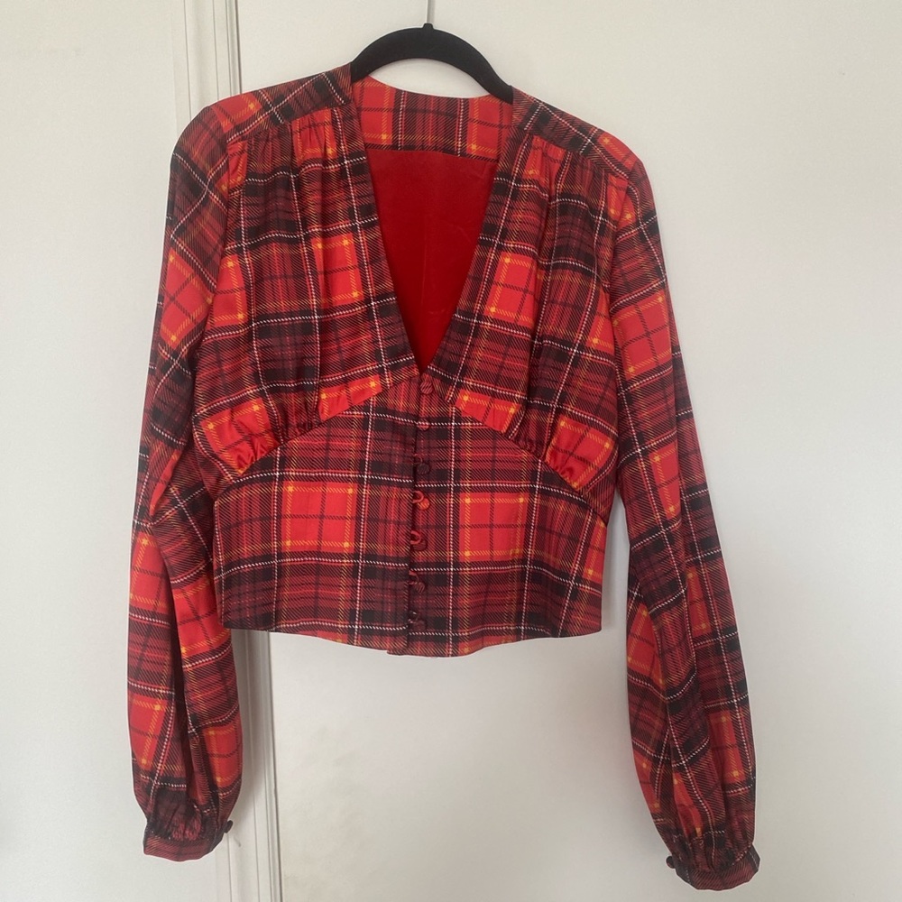 ronny kobo SAMPLE unmarked plaid silk shirt